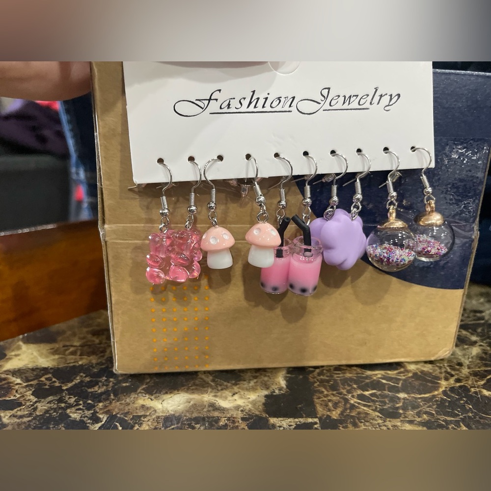 Fashion earrings  5 pairs gummy bear mushroom cloud